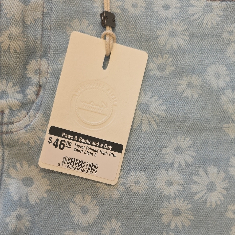 KanCan Blue and White Floral Jean Shorts - Picture 3 of 4
